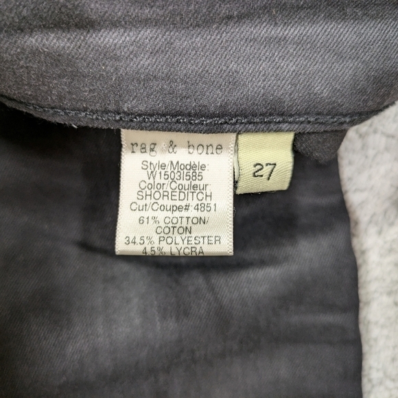 Rag & Bone Jeans Women's 27 Black Leggings Shoreditch Sleek Low-Rise 30” - Picture 6 of 10